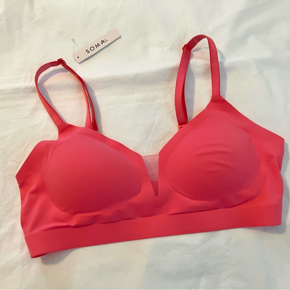 NWT Seamless soft pink mesh adjustable bralette, Soma size M - Picture 7 of 15